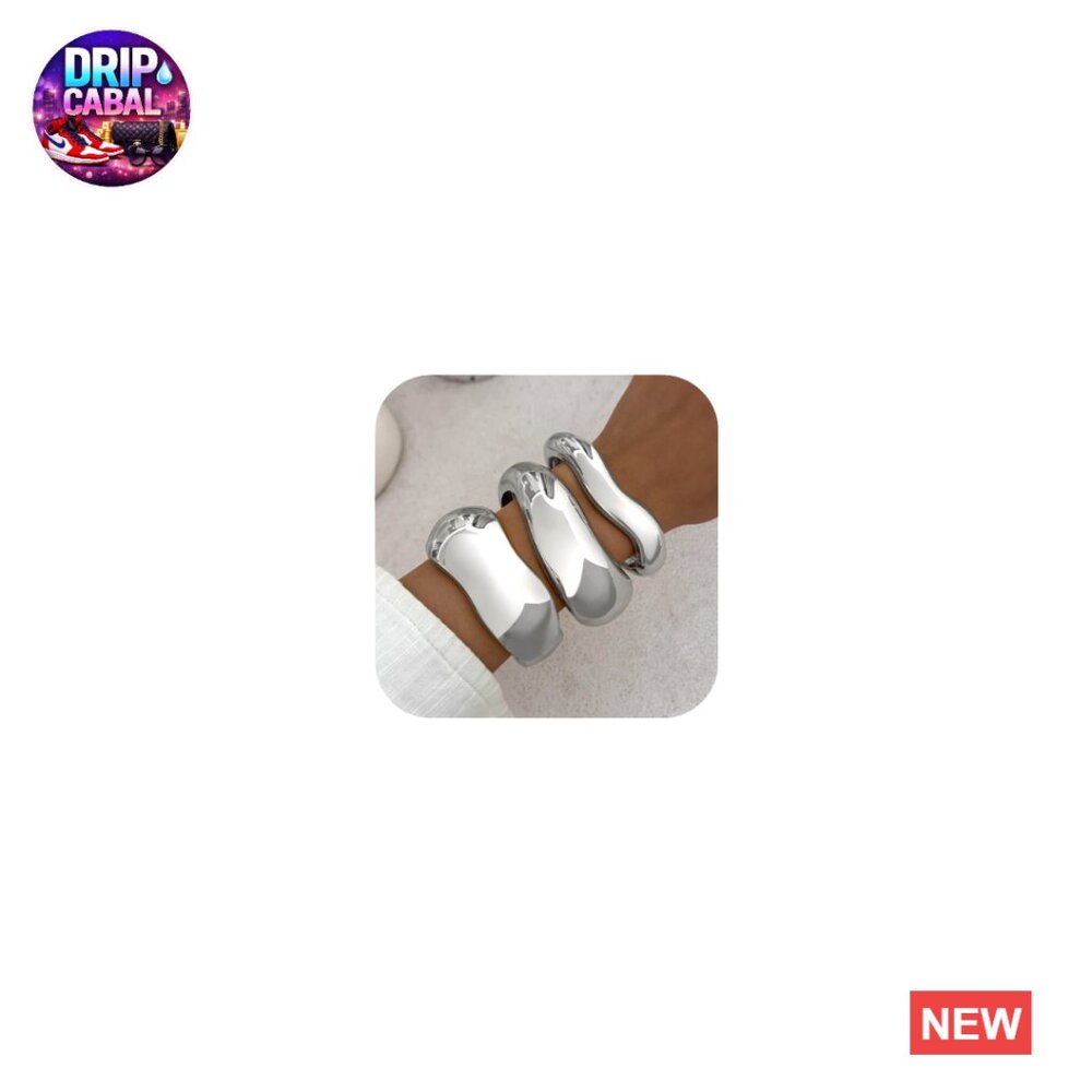 Chunky Gold Bangle Bracelets Stackable Statement … - image 1